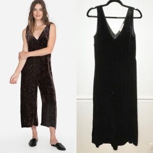 Johnny Was Black Velvet V-Neck Jumpsuit XS
